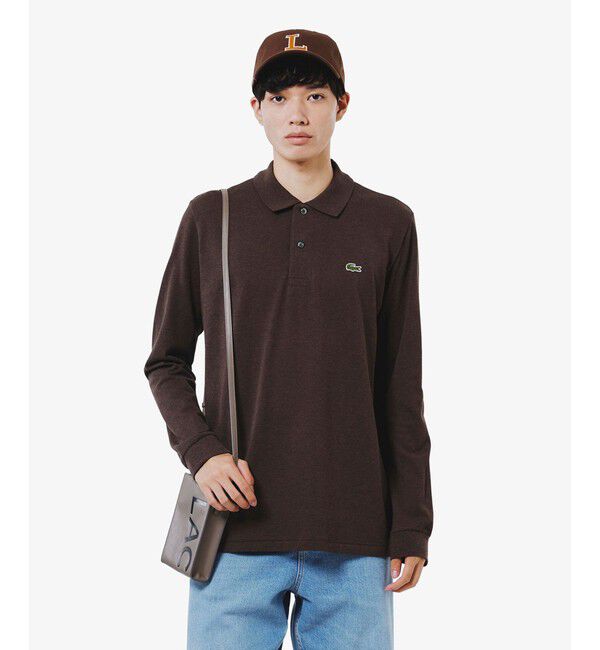 LACOSTE「長袖 リブ メランジカラ-ポロシャツ L1313 （杢・長袖)」|ポロシャツ|チョコ