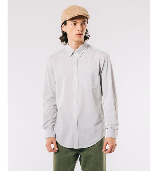 LACOSTE「クールマックスブレンド鹿の子地シャツ」|シャツ・ブラウス|ライトグレー