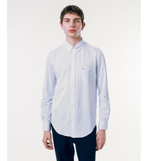 LACOSTE「クールマックスブレンド鹿の子地シャツ」|シャツ・ブラウス|ライトブルー