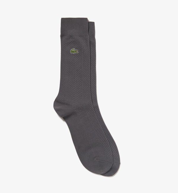 LACOSTE「ヘリンボーンニットソックス」|ソックス|チャコールグレー