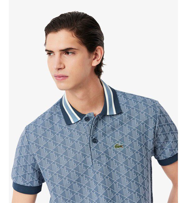 LACOSTE「モノグラムジャカード半袖ポロシャツ」|ポロシャツ|