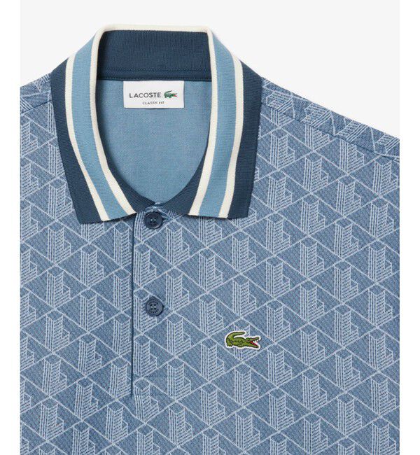 LACOSTE「モノグラムジャカード半袖ポロシャツ」|ポロシャツ|