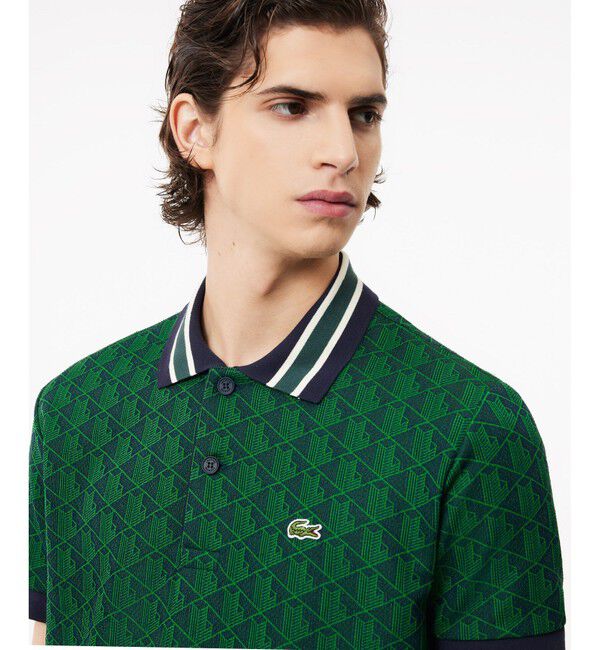 LACOSTE「モノグラムジャカード半袖ポロシャツ」|ポロシャツ|