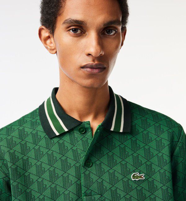 LACOSTE「モノグラムジャカード半袖ポロシャツ」|ポロシャツ|