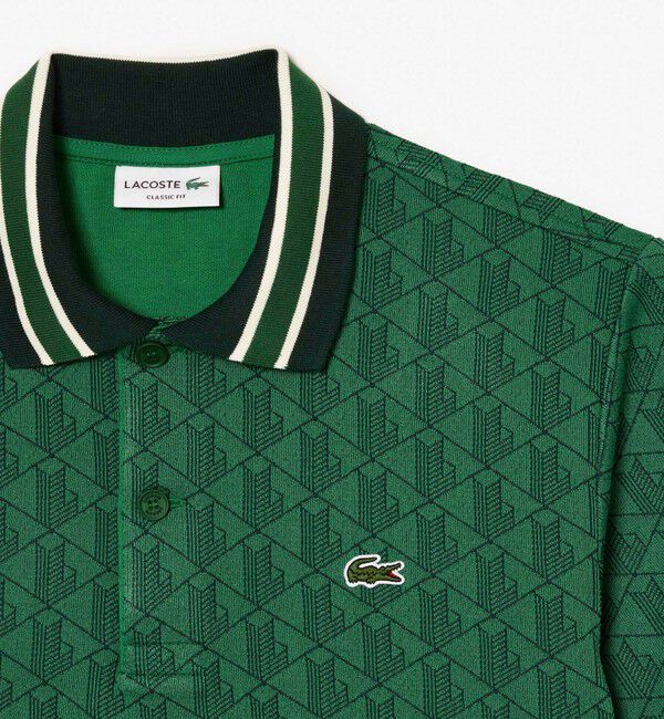 LACOSTE「モノグラムジャカード半袖ポロシャツ」|ポロシャツ|