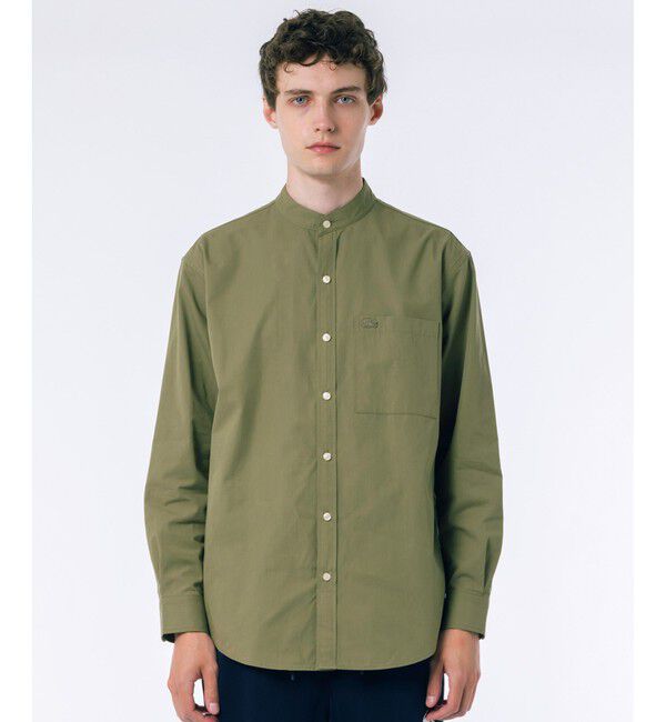 LACOSTE「オーバーサイズ スタンドカラーシャツ」|シャツ・ブラウス|カーキ
