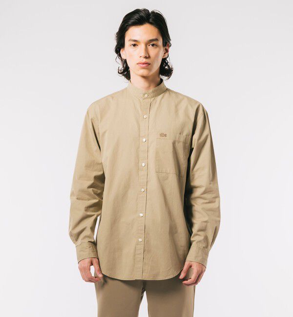 LACOSTE「オーバーサイズ スタンドカラーシャツ」|シャツ・ブラウス|ベージュ
