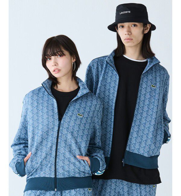 LACOSTE「モノグラムジャカードトラックジャケット 【セットアップ対応】」|スウェット・ジャージ|グレイッシュブルー