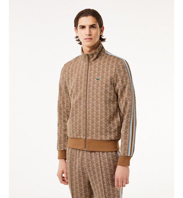 LACOSTE「モノグラムジャカードトラックジャケット 【セットアップ対応】」|スウェット・ジャージ|ベージュ
