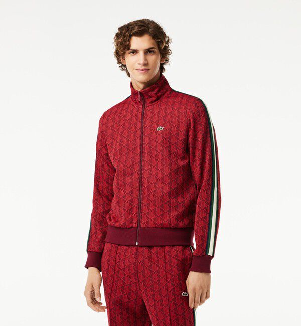 LACOSTE「モノグラムジャカードトラックジャケット 【セットアップ対応】」|スウェット・ジャージ|レッド