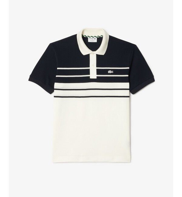 LACOSTE「モノトーンパネルボーダーポロシャツ」|ポロシャツ|