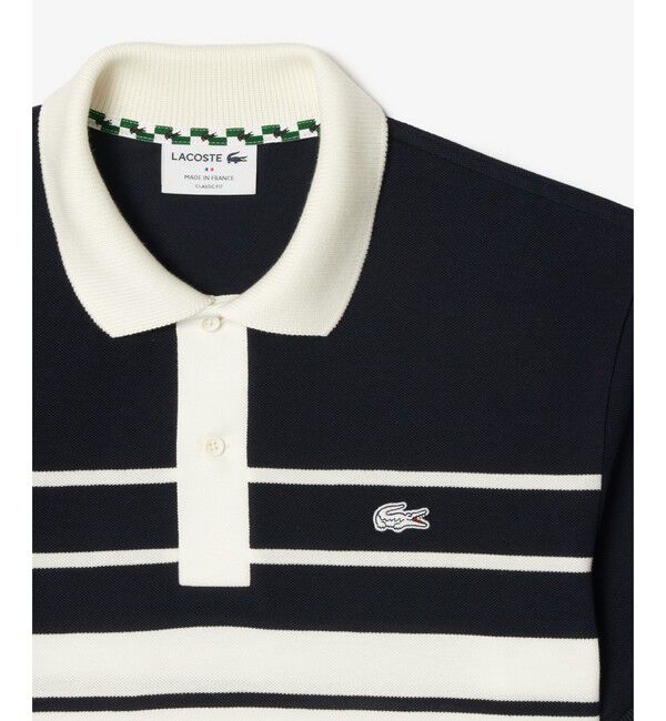 LACOSTE「モノトーンパネルボーダーポロシャツ」|ポロシャツ|