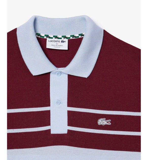 LACOSTE「モノトーンパネルボーダーポロシャツ」|ポロシャツ|
