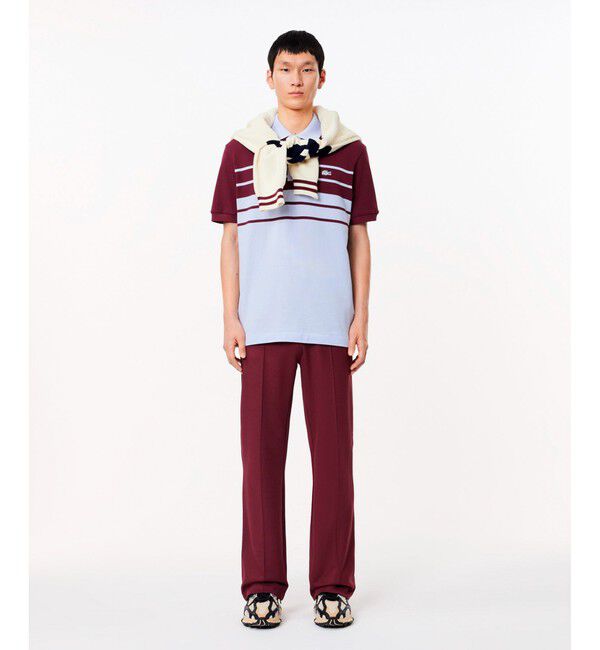 LACOSTE「モノトーンパネルボーダーポロシャツ」|ポロシャツ|