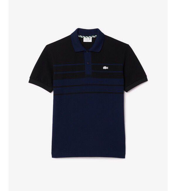 LACOSTE「モノトーンパネルボーダーポロシャツ」|ポロシャツ|ネイビー