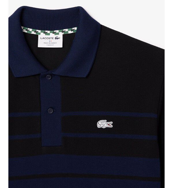LACOSTE「モノトーンパネルボーダーポロシャツ」|ポロシャツ|