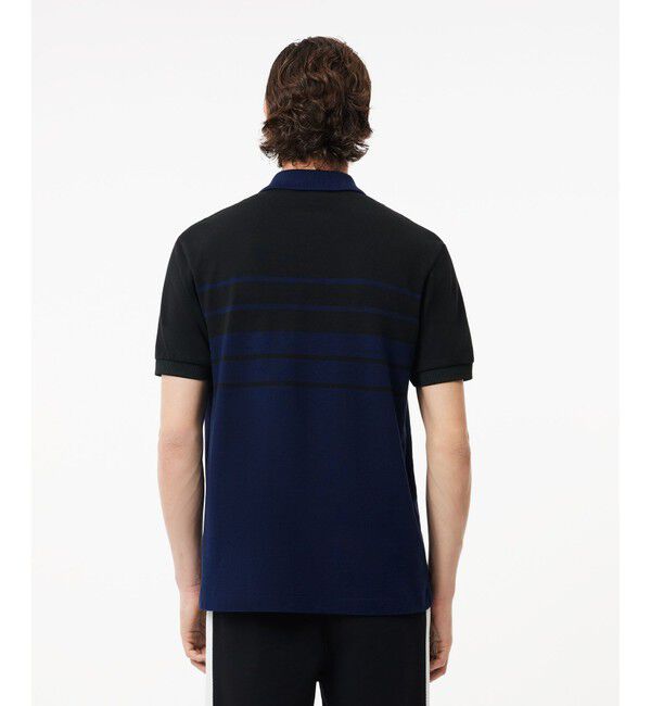 LACOSTE「モノトーンパネルボーダーポロシャツ」|ポロシャツ|