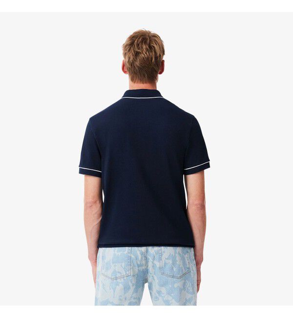 LACOSTE「オーガニックコットン ストレッチ鹿の子 配色パイピング比翼ポロシャツ」|ポロシャツ|