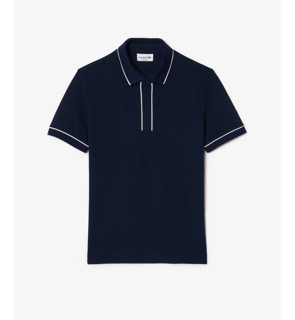 LACOSTE「オーガニックコットン ストレッチ鹿の子 配色パイピング比翼ポロシャツ」|ポロシャツ|