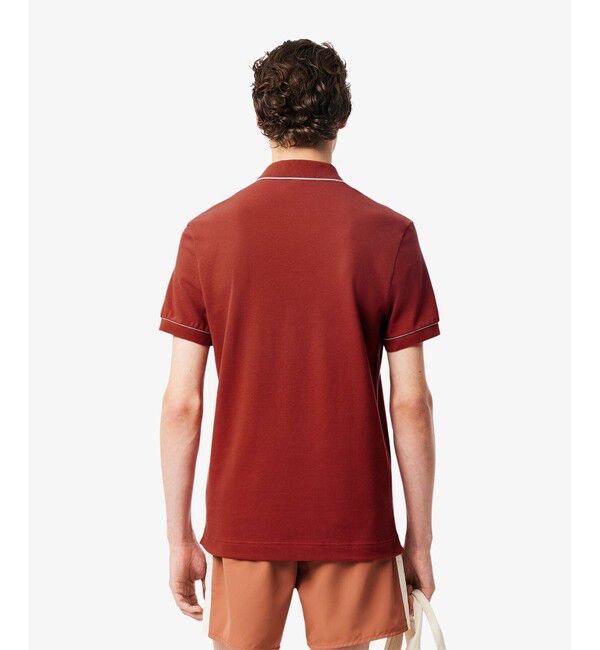 LACOSTE「オーガニックコットン ストレッチ鹿の子 配色パイピング比翼ポロシャツ」|ポロシャツ|