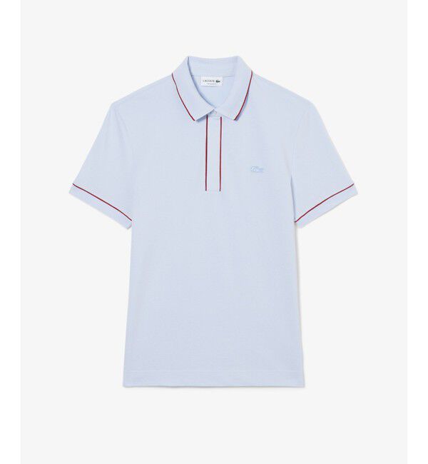 LACOSTE「オーガニックコットン ストレッチ鹿の子 配色パイピング比翼ポロシャツ」|ポロシャツ|