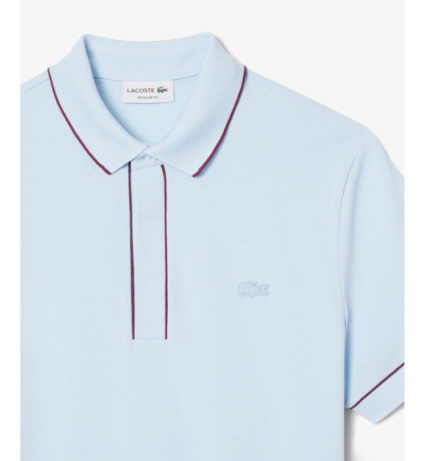 LACOSTE「オーガニックコットン ストレッチ鹿の子 配色パイピング比翼ポロシャツ」|ポロシャツ|