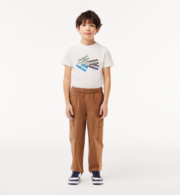 LACOSTE「JUNIORストレッチカーゴパンツ」|カーゴ|ブラウン