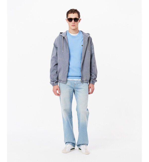 LACOSTE「オーガニックコットン ベーシック ルーズフィット ストレートデニムパンツ」|デニム|ライトインディゴブル