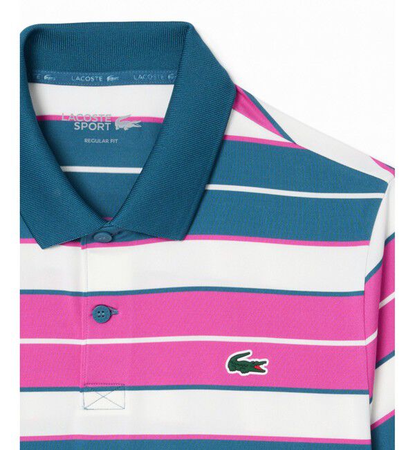 LACOSTE「UVカット UPF50+ マルチカラーボーダーウルトラドライポロシャツ」|ポロシャツ|