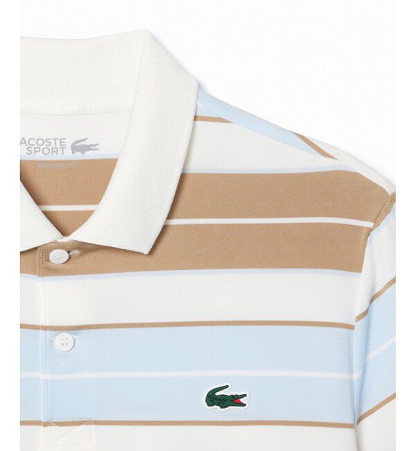 LACOSTE「UVカット UPF50+ マルチカラーボーダーウルトラドライポロシャツ」|ポロシャツ|
