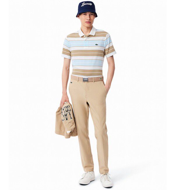 LACOSTE「UVカット UPF50+ マルチカラーボーダーウルトラドライポロシャツ」|ポロシャツ|