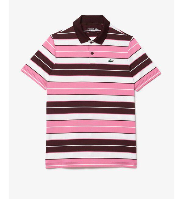 LACOSTE「UVカット UPF50+ マルチカラーボーダーウルトラドライポロシャツ」|ポロシャツ|