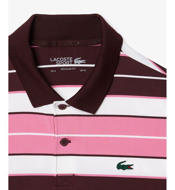 LACOSTE「UVカット UPF50+ マルチカラーボーダーウルトラドライポロシャツ」|ポロシャツ|