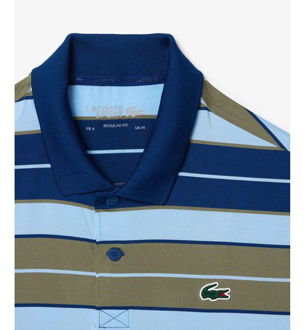 LACOSTE「UVカット UPF50+ マルチカラーボーダーウルトラドライポロシャツ」|ポロシャツ|