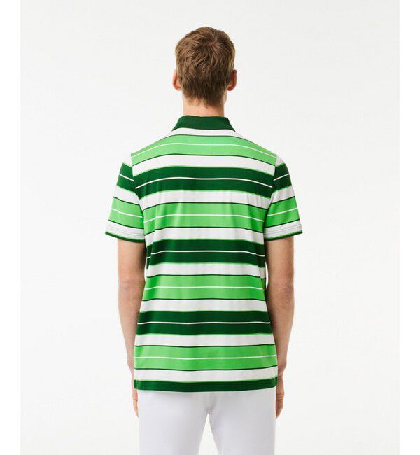 LACOSTE「UVカット UPF50+ マルチカラーボーダーウルトラドライポロシャツ」|ポロシャツ|
