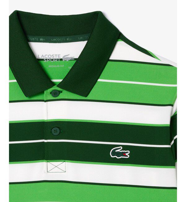 LACOSTE「UVカット UPF50+ マルチカラーボーダーウルトラドライポロシャツ」|ポロシャツ|