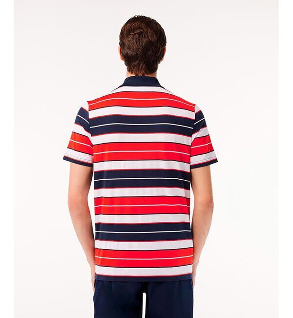LACOSTE「UVカット UPF50+ マルチカラーボーダーウルトラドライポロシャツ」|ポロシャツ|