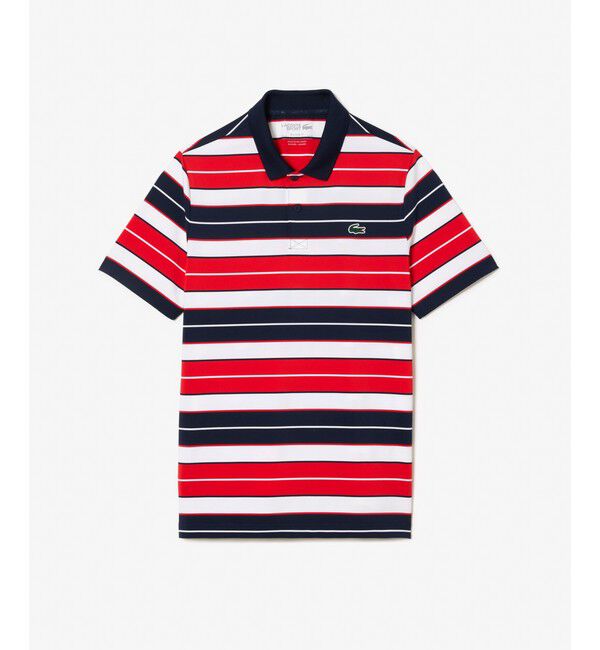 LACOSTE「UVカット UPF50+ マルチカラーボーダーウルトラドライポロシャツ」|ポロシャツ|