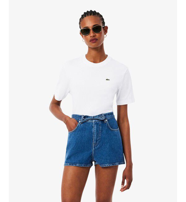 LACOSTE「ハイクオリティ ピマコットン仕立て ワンポイントソフトタッチ半袖Tシャツ」|Tシャツ・カットソー|ホワイト