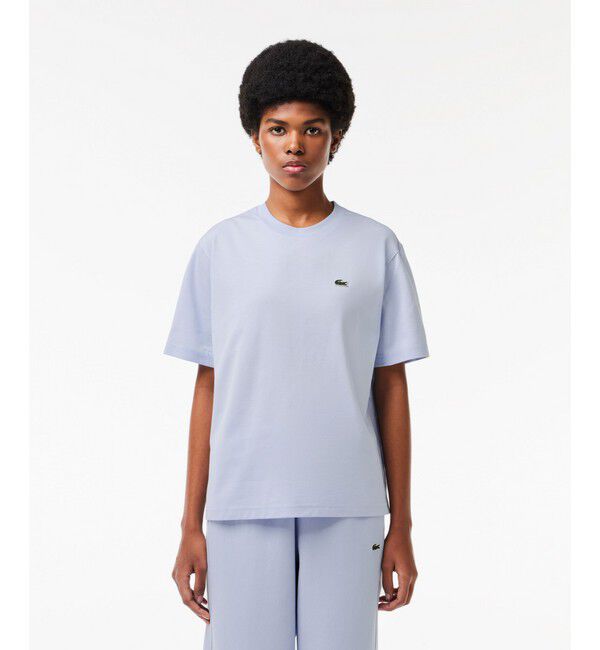 LACOSTE「ハイクオリティ ピマコットン仕立て ワンポイントソフトタッチ半袖Tシャツ」|Tシャツ・カットソー|ライトブルー