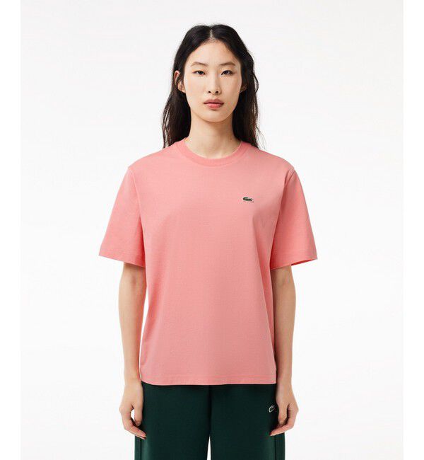 LACOSTE「ハイクオリティ ピマコットン仕立て ワンポイントソフトタッチ半袖Tシャツ」|Tシャツ・カットソー|ピンク