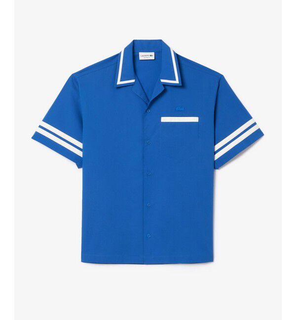 LACOSTE「配色ライン オーバーサイズ バックプリントオープンカラーシャツ」|シャツ・ブラウス|