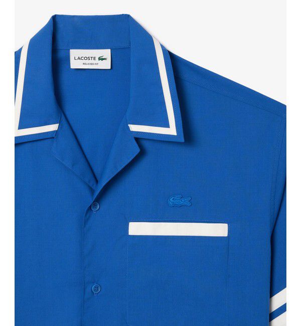 LACOSTE「配色ライン オーバーサイズ バックプリントオープンカラーシャツ」|シャツ・ブラウス|