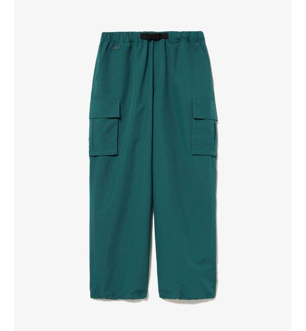 LACOSTE「撥水 防水 ウィメンズ 軽量 ルーズフィット ストレート ナイロンカーゴパンツ」|カーゴ|エメラルド