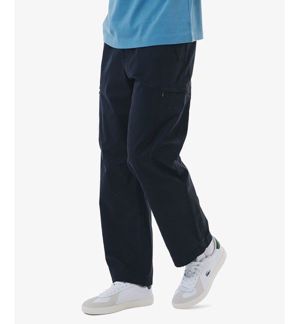 LACOSTE「ワイドテーパード ナイロンコットンツイル 裾ドローコード カーゴパンツ」|カーゴ|ブラック