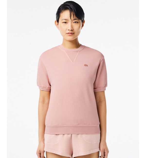 LACOSTE「オーガニックコットン 裏パイル ミネラルダイ半袖スウェット」|Tシャツ・カットソー|ピンク