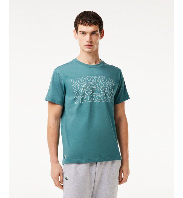 LACOSTE「ネーム＆ワニロゴグラフィックドライTシャツ」|Tシャツ・カットソー|エメラルド