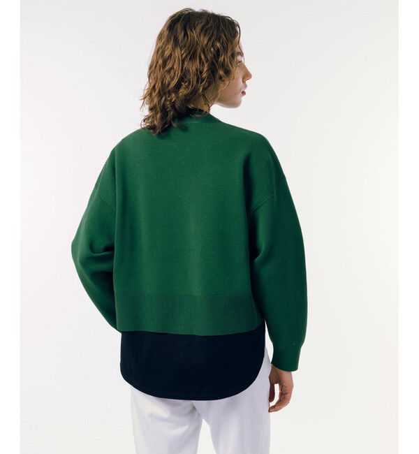LACOSTE「クロップド丈 ミラノリブニットVネックカーディガン」|カーディガン|