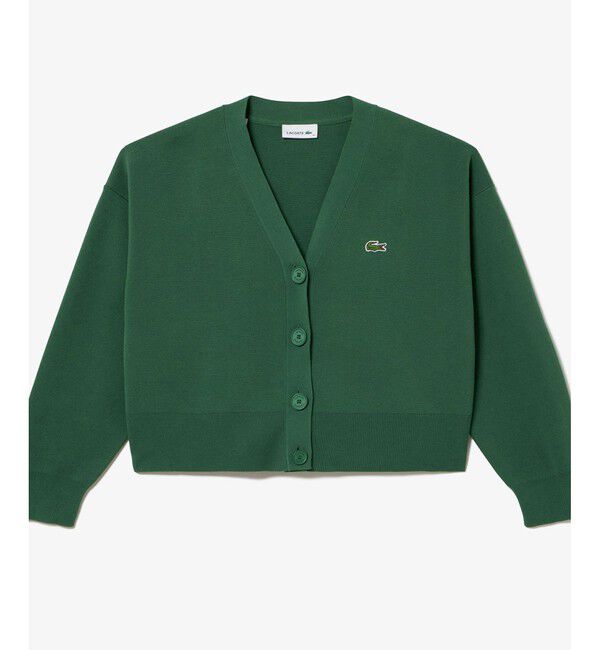 LACOSTE「クロップド丈 ミラノリブニットVネックカーディガン」|カーディガン|