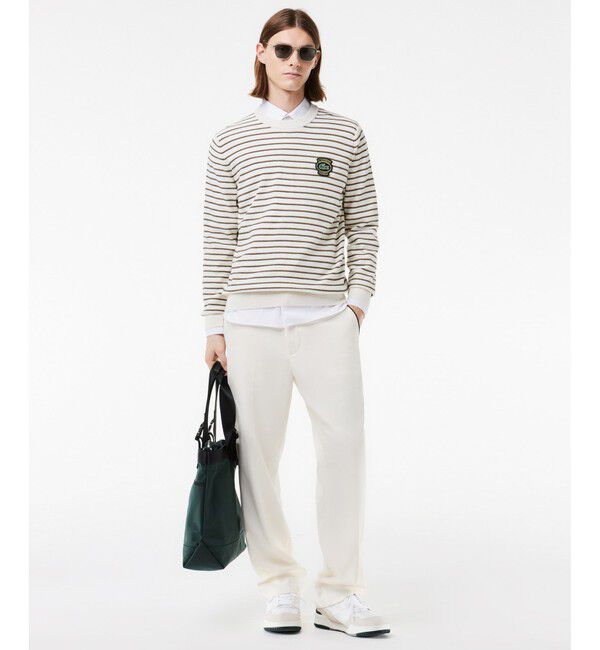 LACOSTE「オーガニックコットン ボーダーニットセーター」|ニット・セーター|